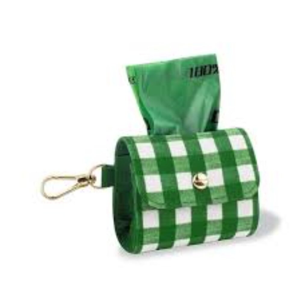 NWT Kate Spade Green Gingham Dog Leash & Doggie Bag Holder - Picture 3 of 3